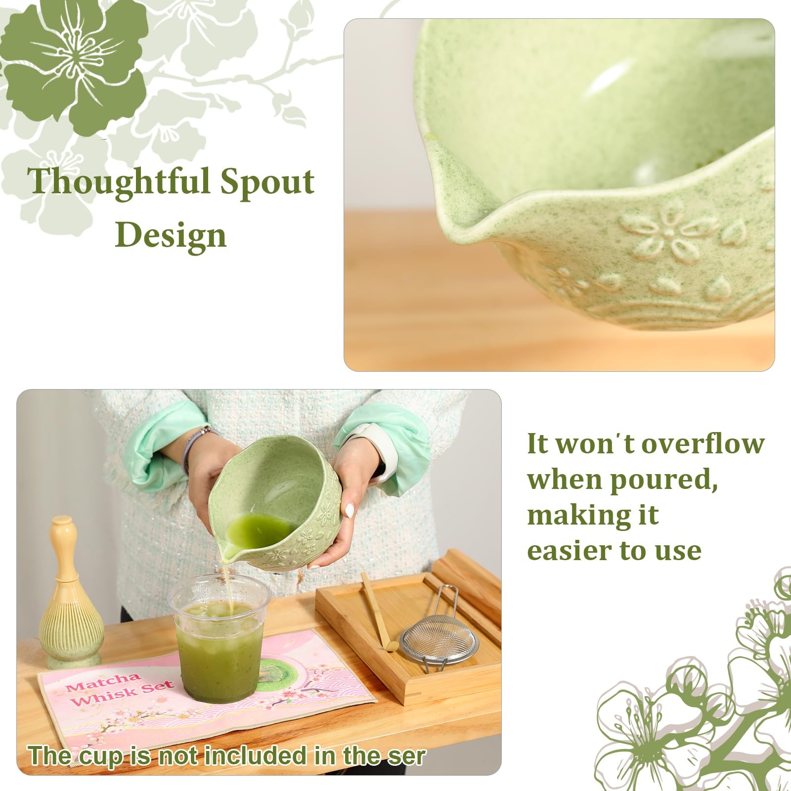 6pcs Matcha Whisk Set Includes Resin Matcha Whisk,Ceramic Matcha Bowl Set and…