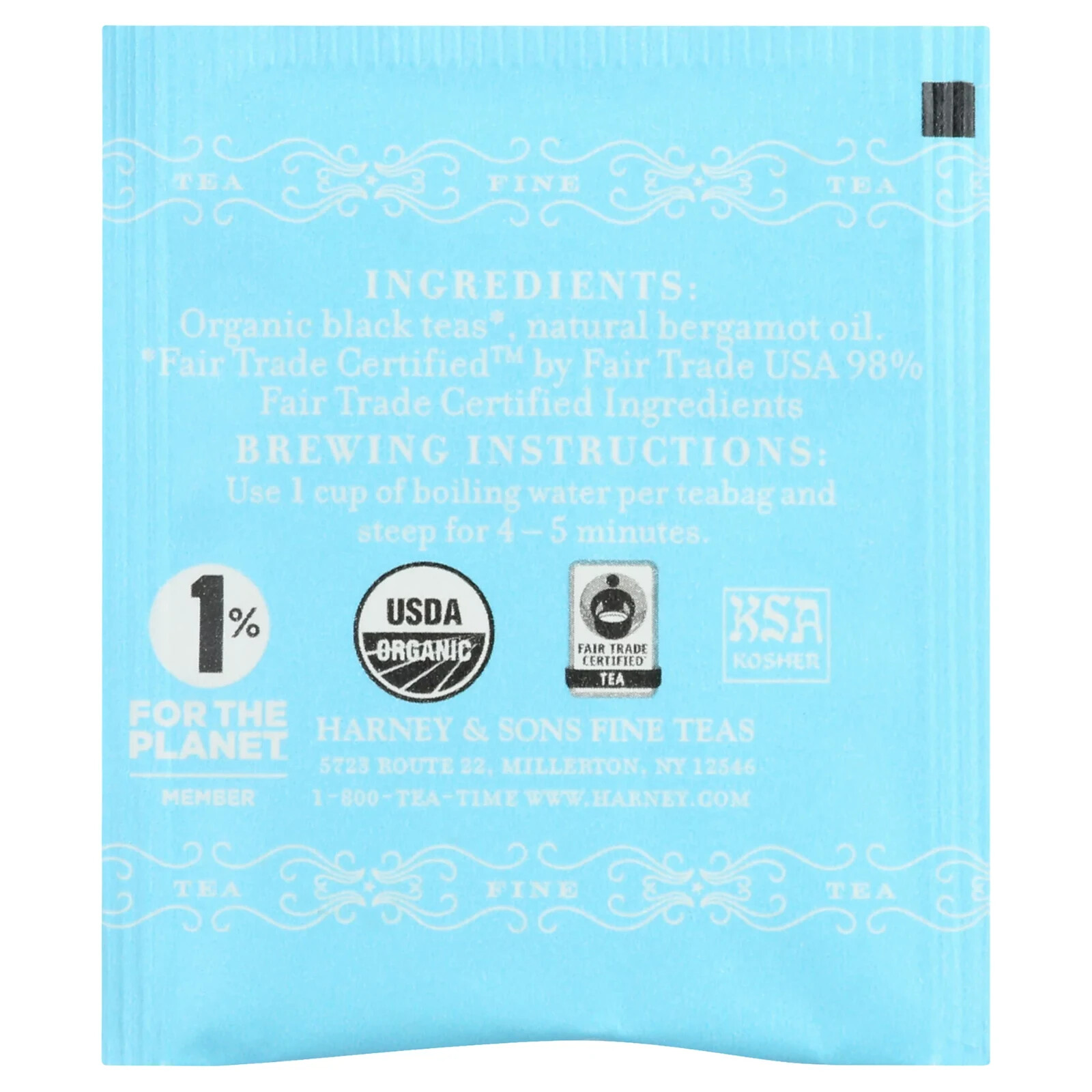 Harney & Sons ORGANIC EARL GREY SUPREME black tea teabags – 50 count