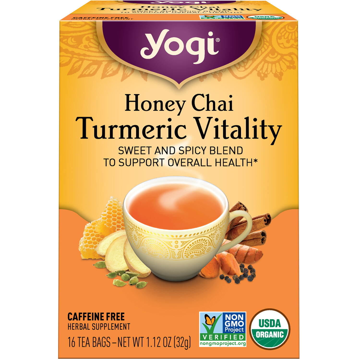 Yogi Tea – Honey Chai Turmeric Vitality – 6 Pack, 96 Tea Bags