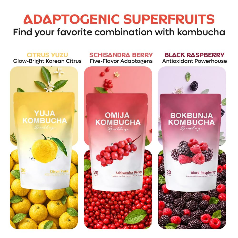 Kombucha Powder Packets | Variety Pack 21T | Sparkling Probiotic Kombucha Drink