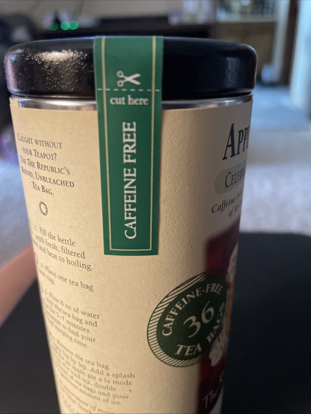 The Republic of Tea Apple Pie Chai — 36 Tea Bags, Exp 2026, Caffeine Free