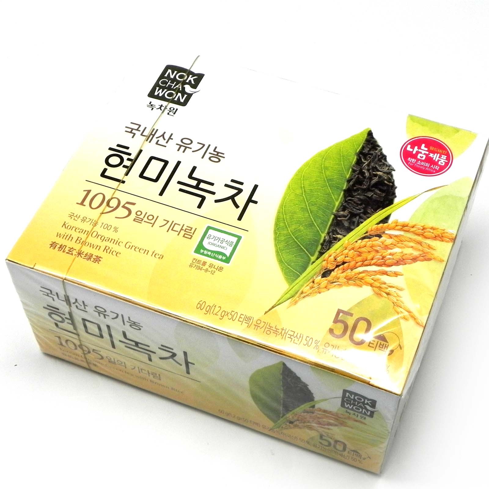 NOKCHAWON Korean Organic Green Tea with Brown rice 150 Tea bags (50 Tea x 3 Box)