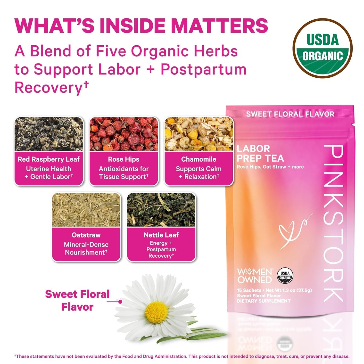 Sweet Floral Tea Blend for Third Trimester Pregnancy and Postpartum Recovery