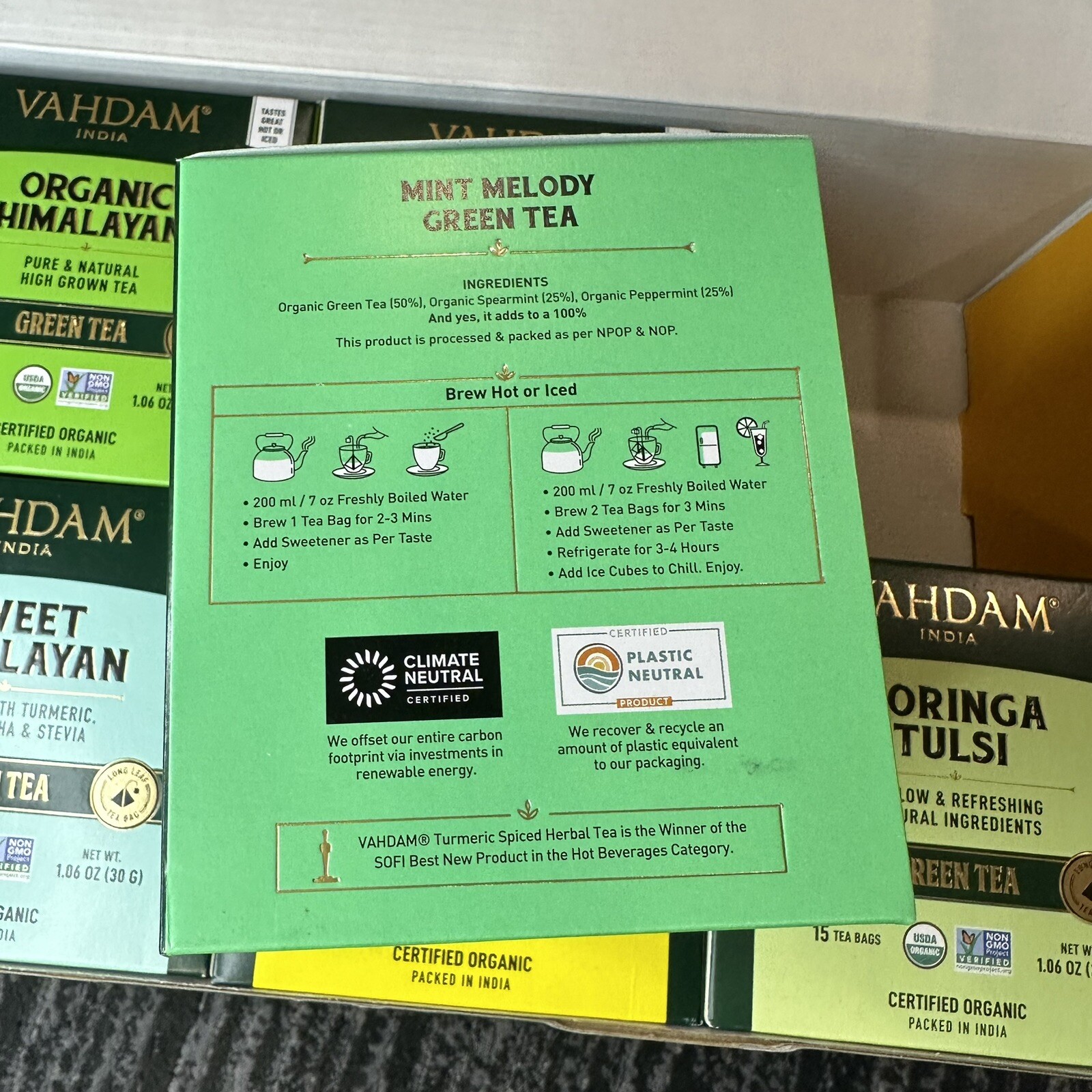 Organic Tea Natural Detox 90 Tea Bags 6 Flavors Tea Gift Set Healthy VAHDAM New