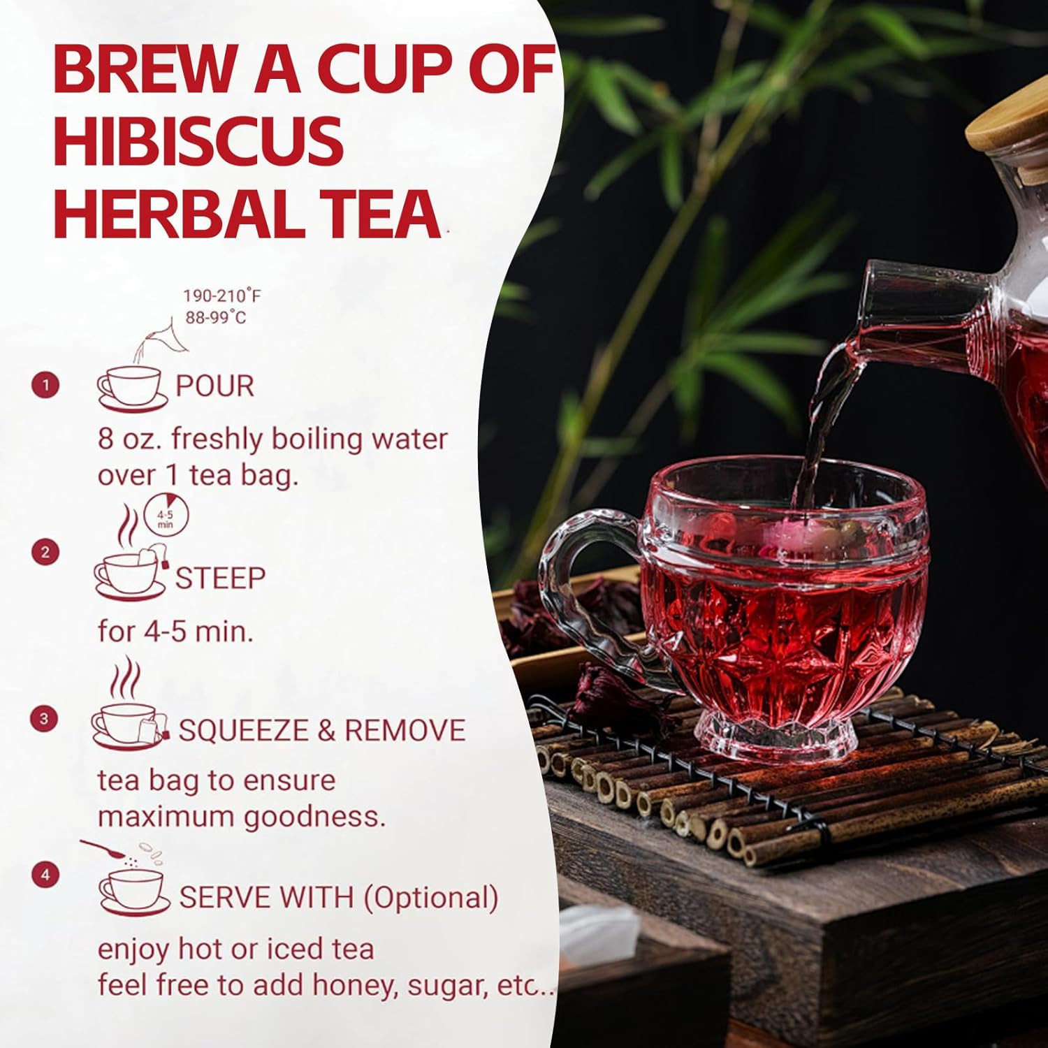 Premium Hibiscus Tea Organic 100% Pure Dried Hibiscus Flower Support Heart Healt