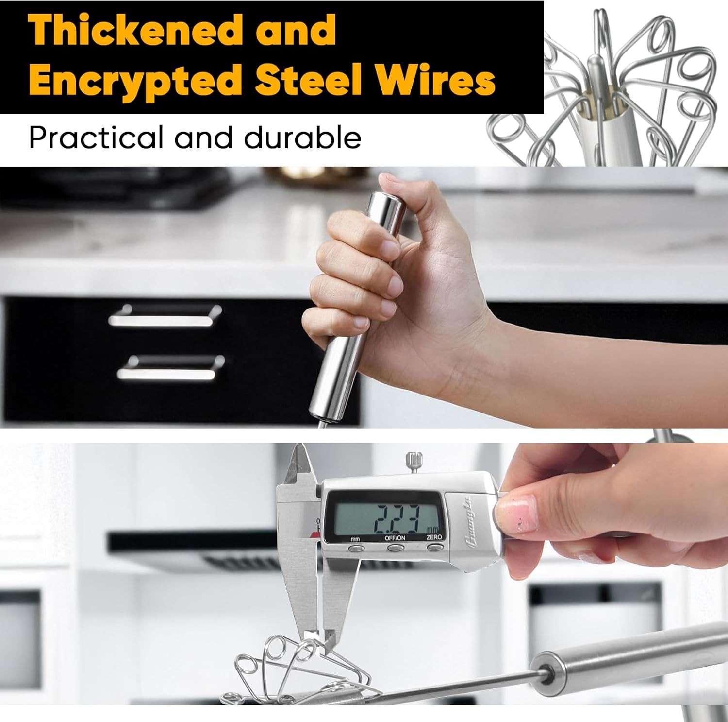 Newness Whizzy Whisk, Stainless Steel Semi Automatic 1 PCS 12 Inch, Silver