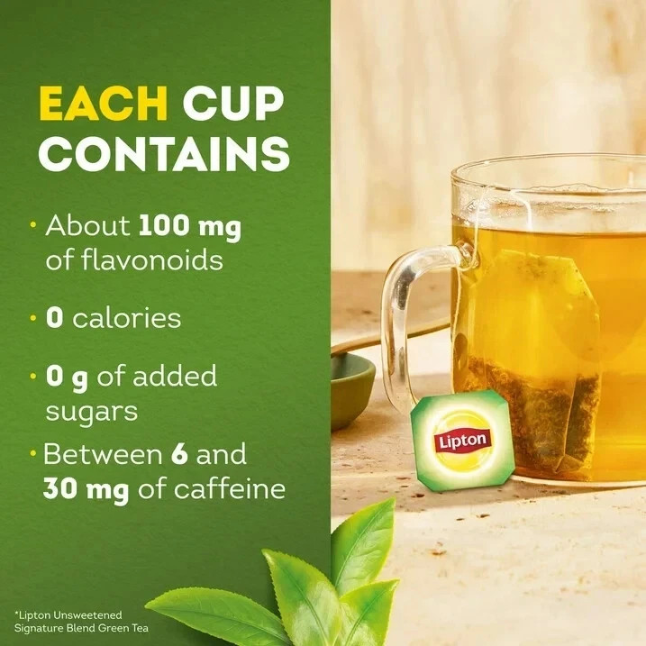 Lipton Green Tea, Decaffeinated, Tea Bags 40 Count Box