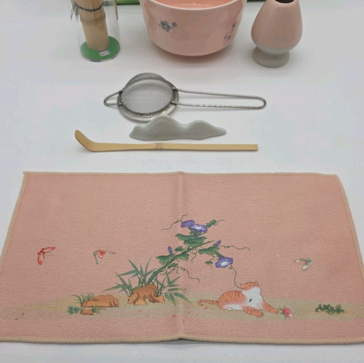 Matcha Set 7 Piece Pink Bowl Wisk Holder Bamboo Whisk Spoon New
