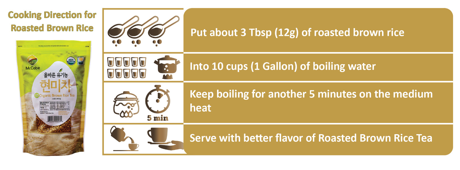 McCabe USDA ORGANIC Tea, (3-Pack) (Corn Tea, Black Bean Tea, and Brown Rice Tea)