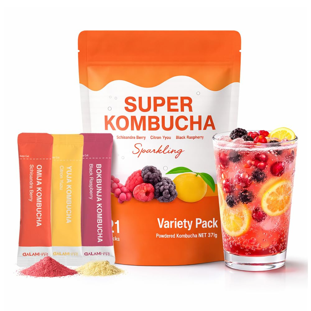 Kombucha Powder Packets | Variety Pack 21T | Sparkling Probiotic Kombucha Drink