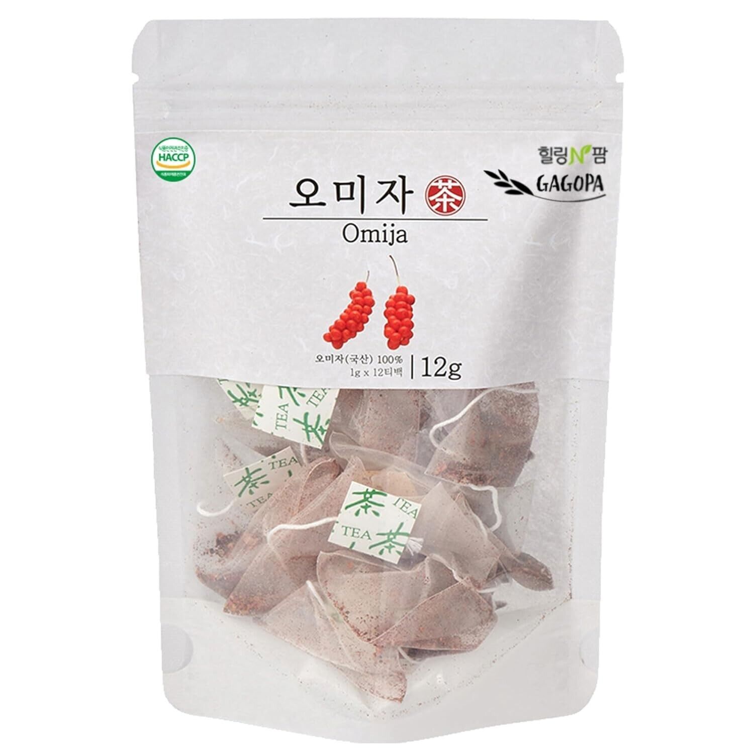 [GAGOPA] 100% Pure Schisandra berries Herbal Tea 1g x 12 Teabags (5-Pack, 60ea)