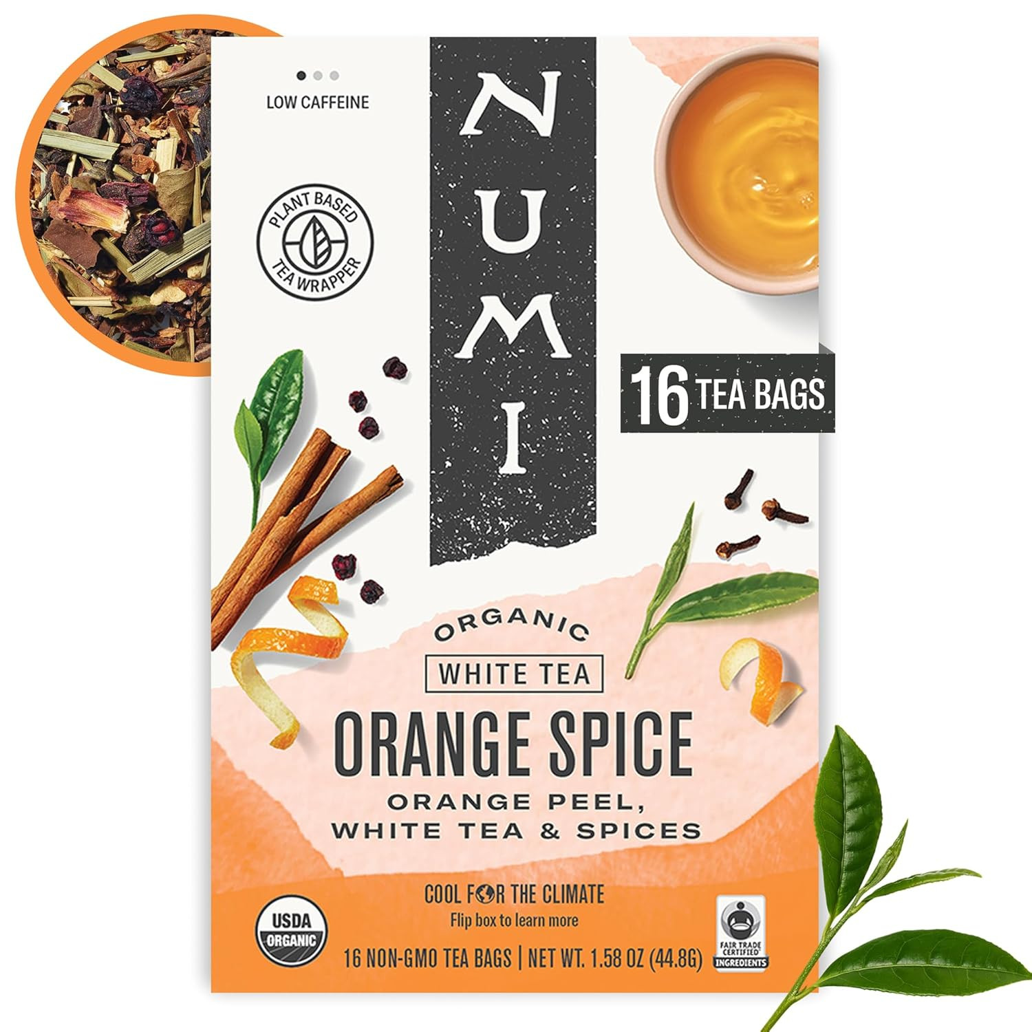 Numi Organic Tea White Rose, 16 Count Box of Tea Bags (Pack of 3) White Tea