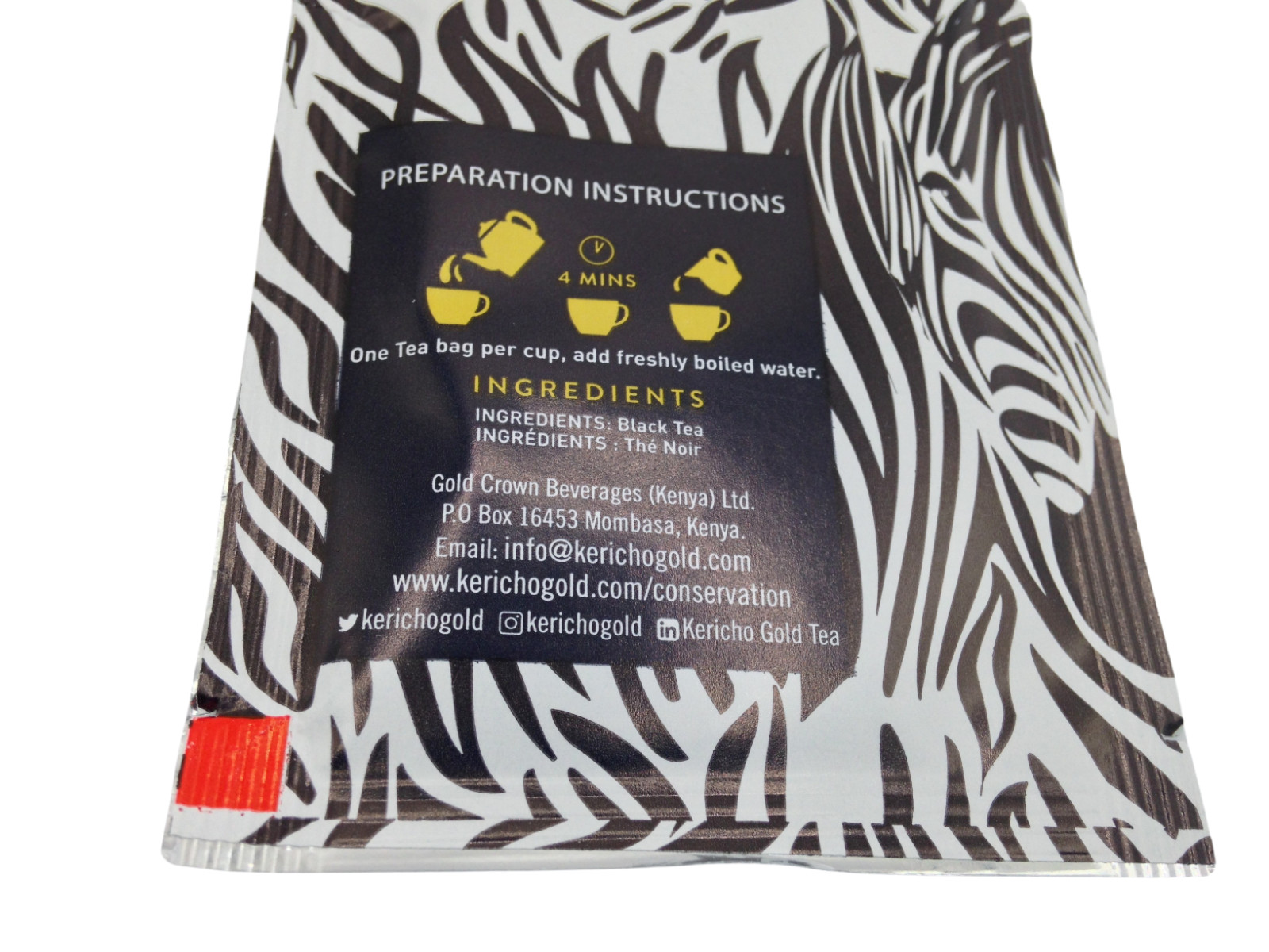 Kericho Gold Premium Black Pure Kenya Tea Bags 20 Enveloped KWT Conservation