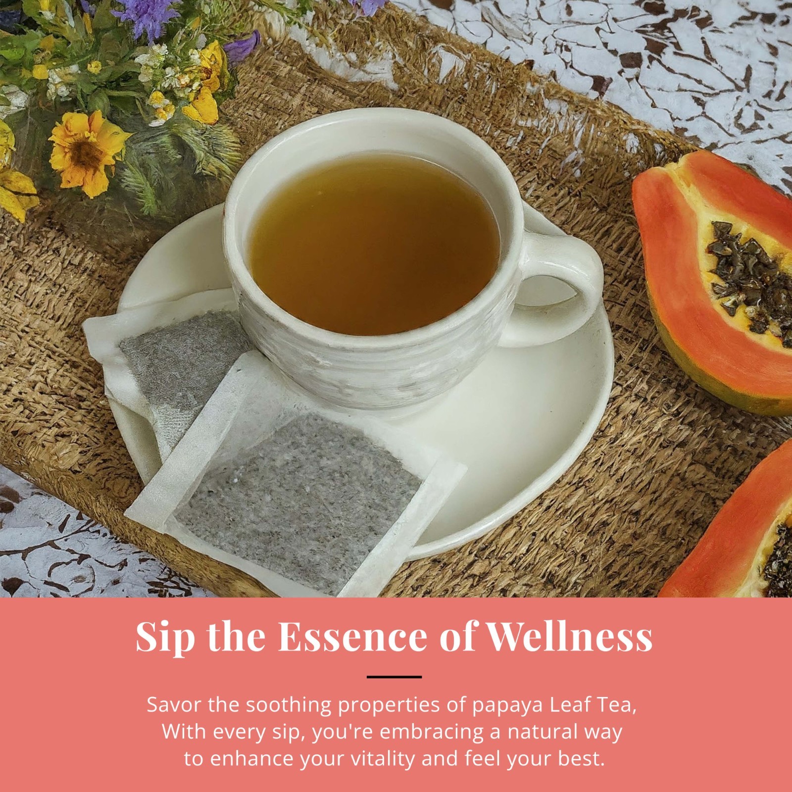 75 Papaya Leaf Tea Bags, Te De Hojas de Papaya, Loose Leaf Herbal Tea