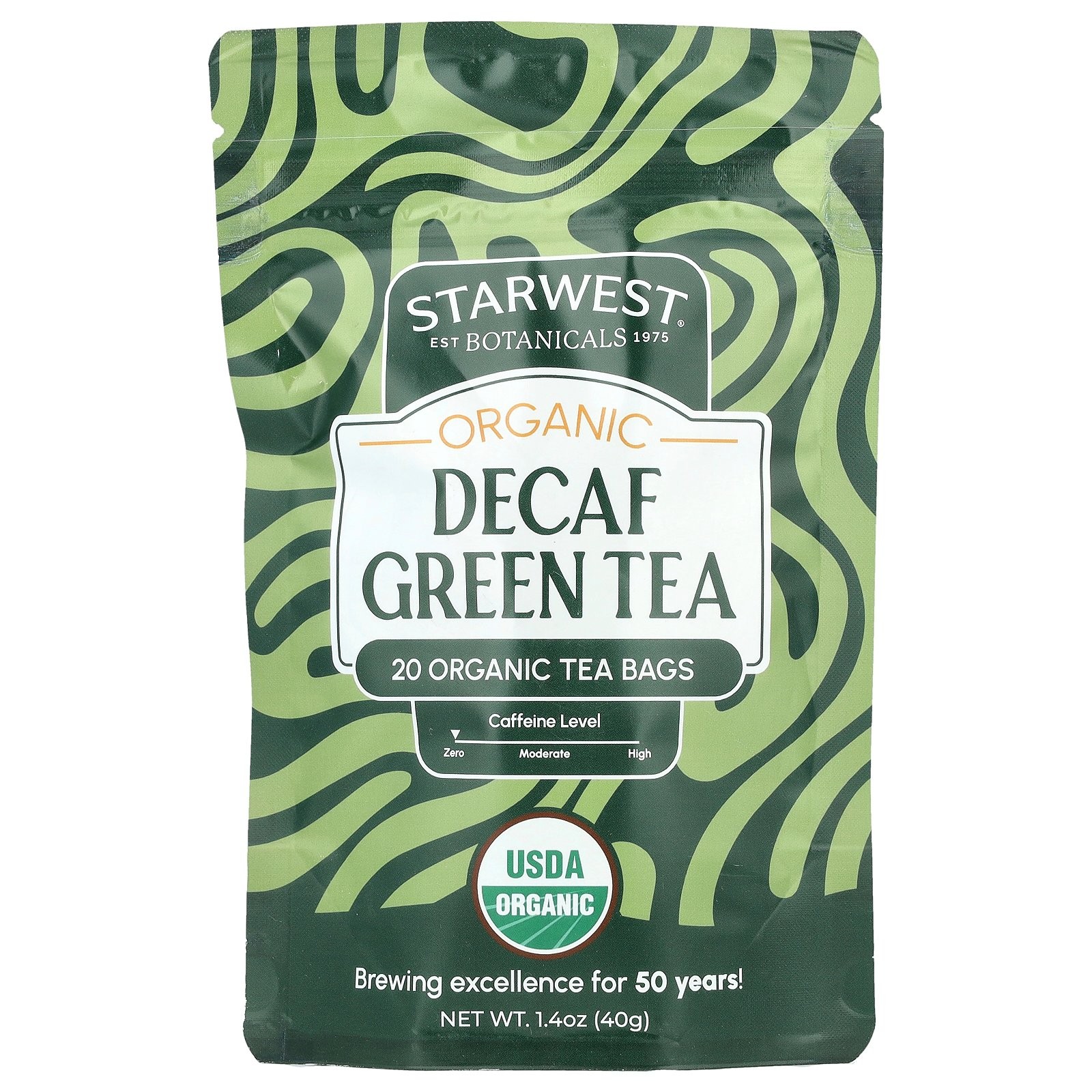 Organic Green Tea, Decaf , 20 Tea Bags, 1.4 oz (40 g)