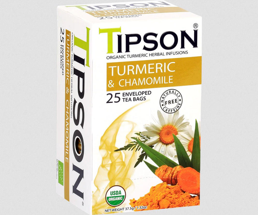 Tipson Turmeric Natural Herbal Infusions USDA Organic 25 Ceylon Tea Bags – 30g