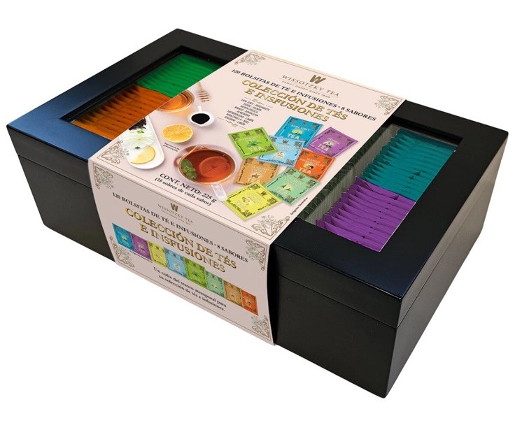 Wissotzky Tea Wooden Box 120 TEA BAGS • 6 FLAVORS TEA COLLECTION 7.46 oz