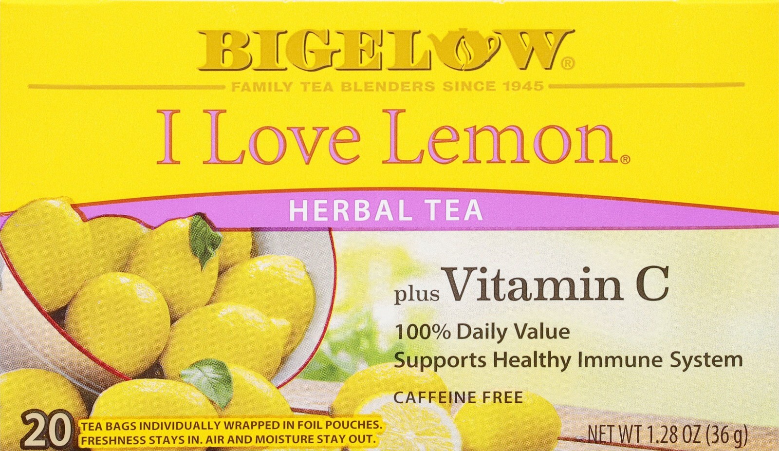 Bigelow I Love Lemon Herbal Tea – 20 tea bags