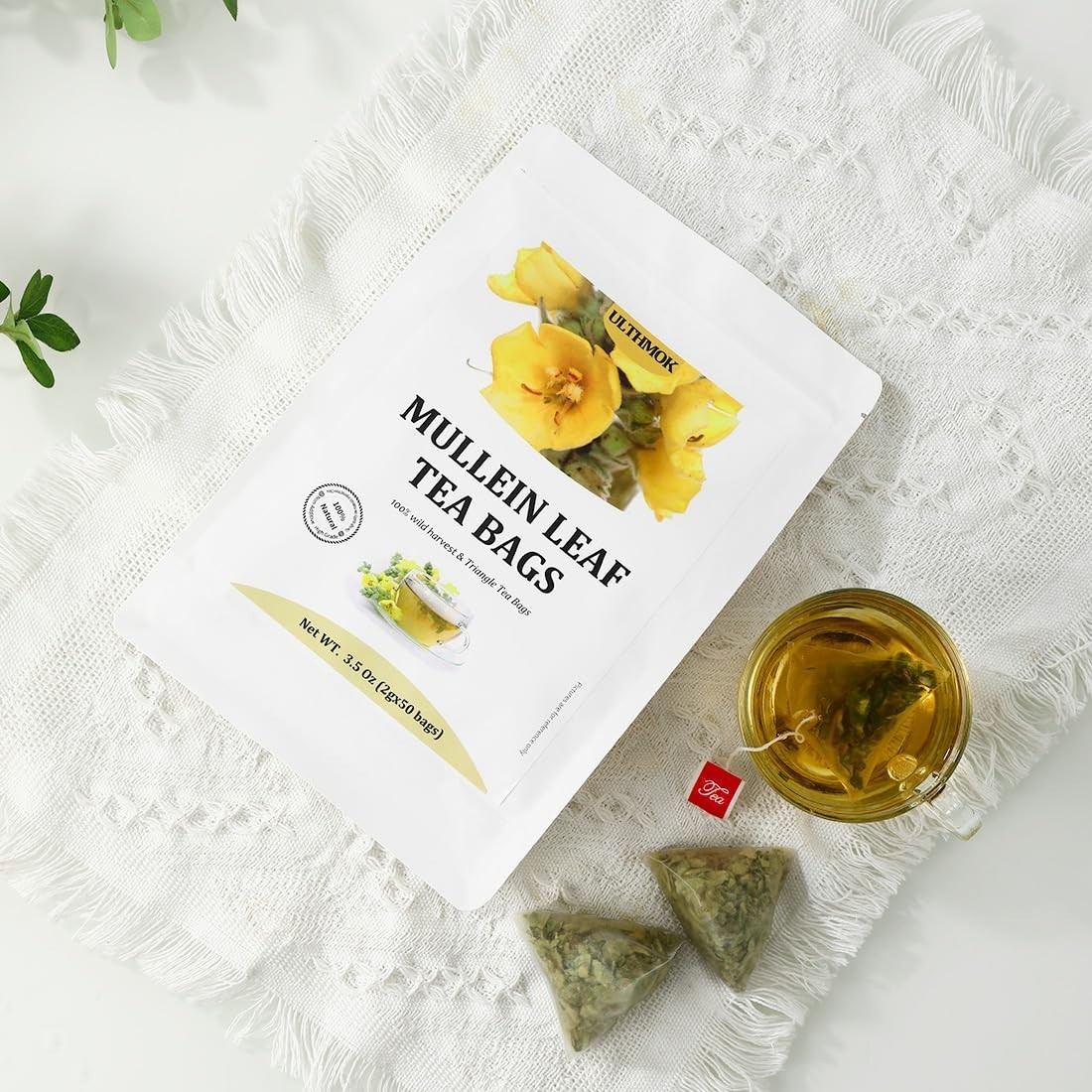 Caffeine-Free Mullein Leaf Tea – 100% Natural, 50 Bags for Respiratory Wellness