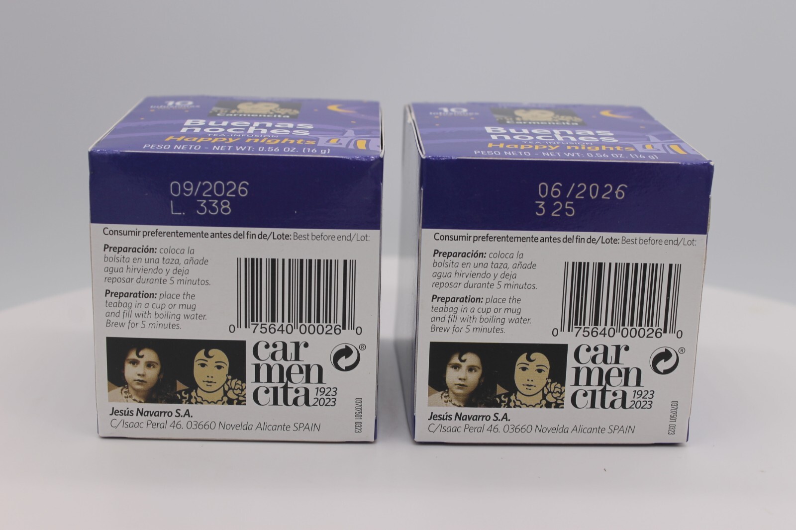 2 Carmencita Happy Nights Tea. Buenas Noches (10 bags/each box ) 16g (0.56oz).