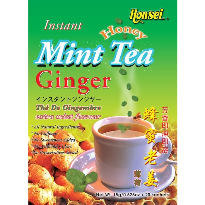 Honsei Instant Ginger Honey Mint Tea, 15g/0.52 oz.20 Sachets 1 Box