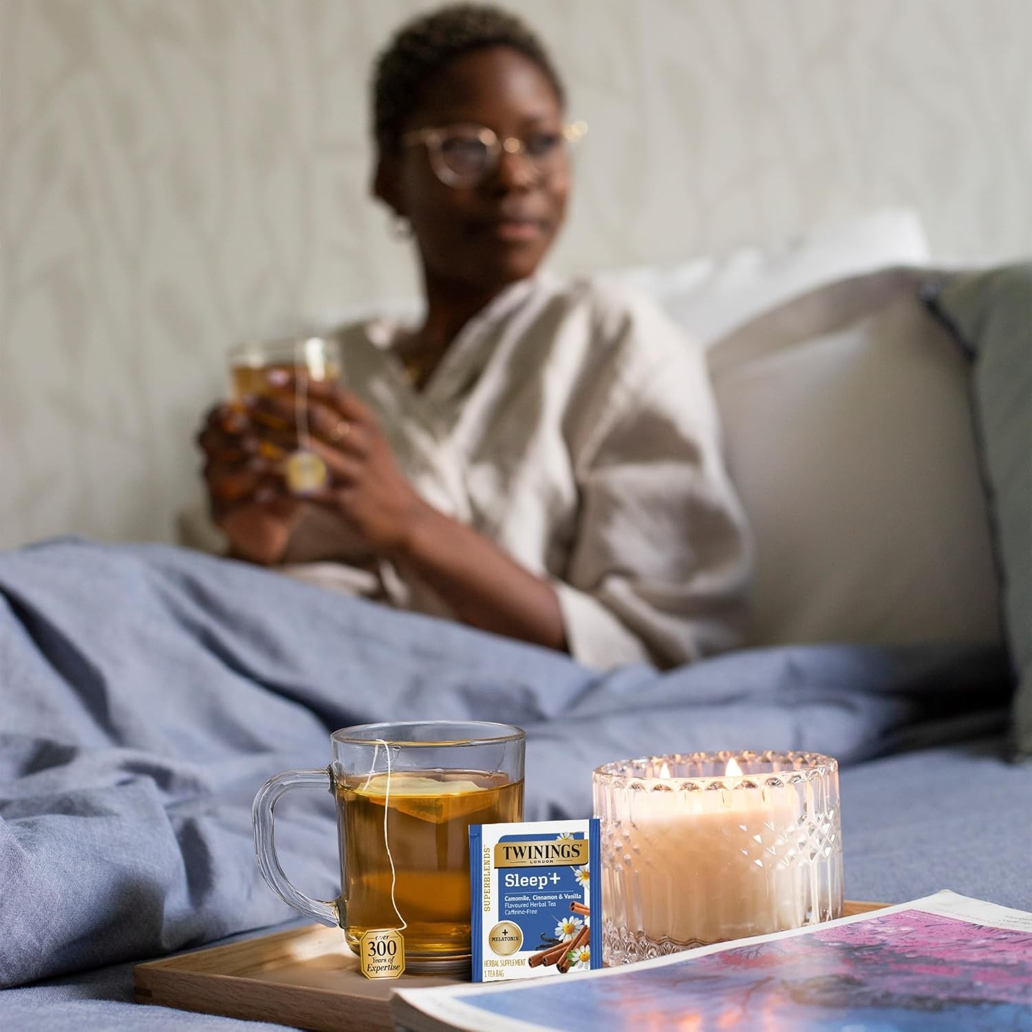 Twinings Superblends Sleep+ Herbal Tea with 1mg Melatonin Camomile, Cinnamon & V