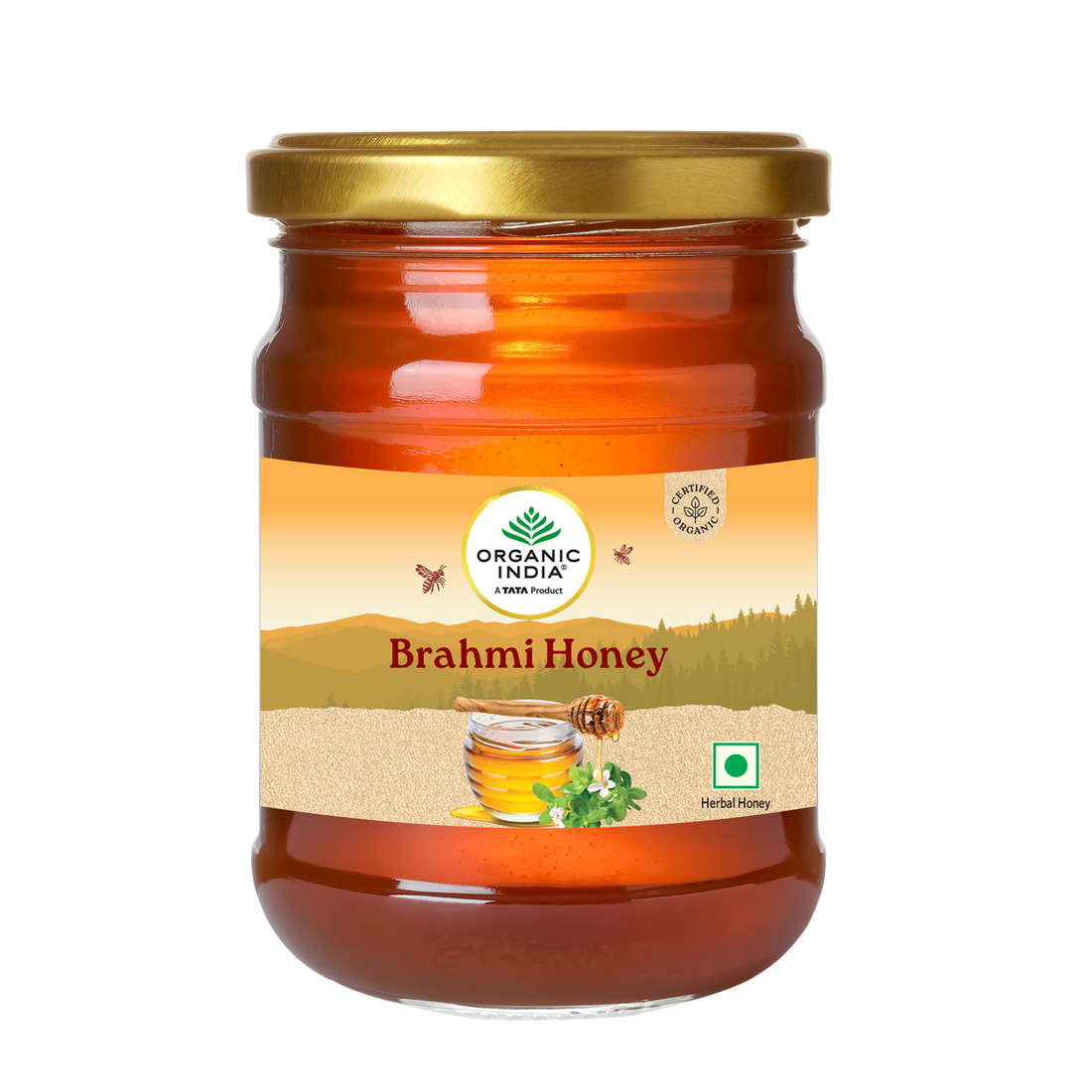 Organic India Brahmi Honey Herbal Infused Natural Wellness Beehives Honey | 220g