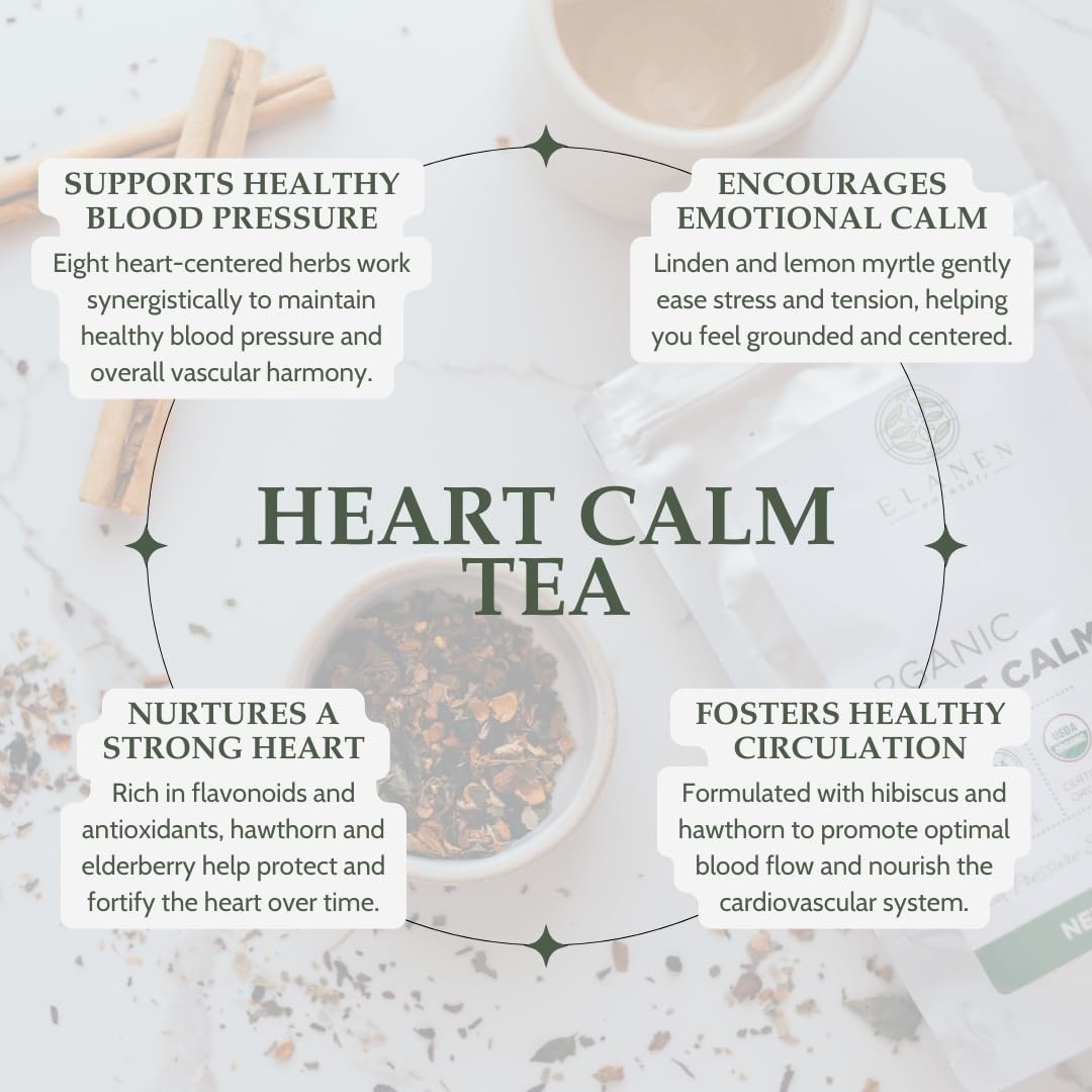 Organic Heart Calm Tea 4 oz. 113g, Blood Pressure Tea to Maintain Healthy Pre…