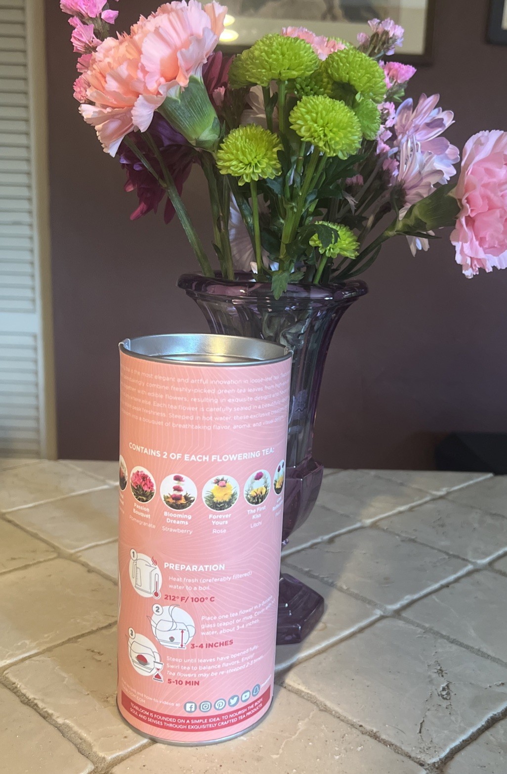 Teabloom Blooming Hearts 12 Green Tea Flowers 6 Varieties 36 Steeps 250 Cups