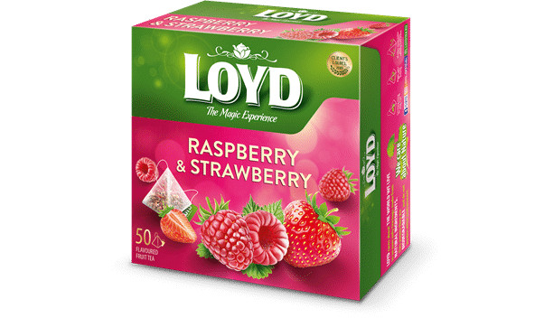 6 LOYD RASPBERRY & STRAWBERRY Flavor Fruit Tea 50 Pyramid Teabags Boxes 100g