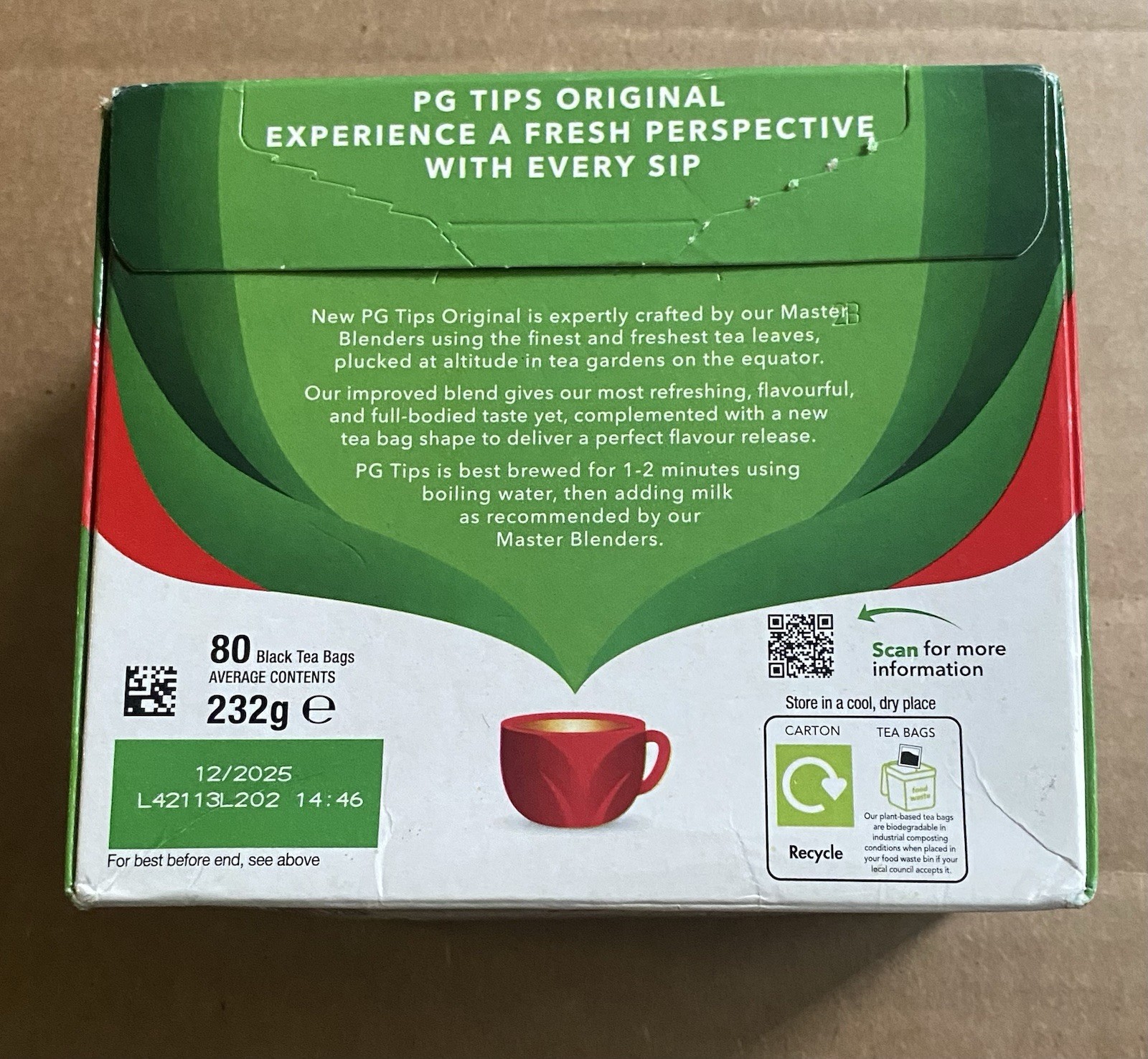 PG TIPS TEA BAG (80 Bags) Expiration 12/2025)