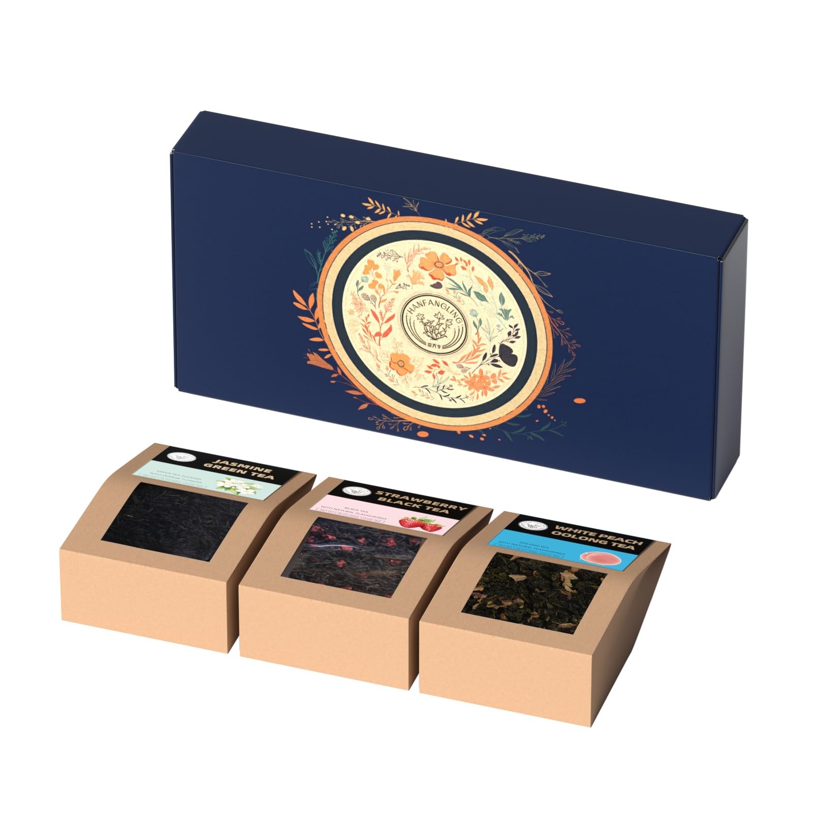 Tea Gift Box, White Peach Oolong Tea, Jasmine Green Tea, Strawberry Black Tea…