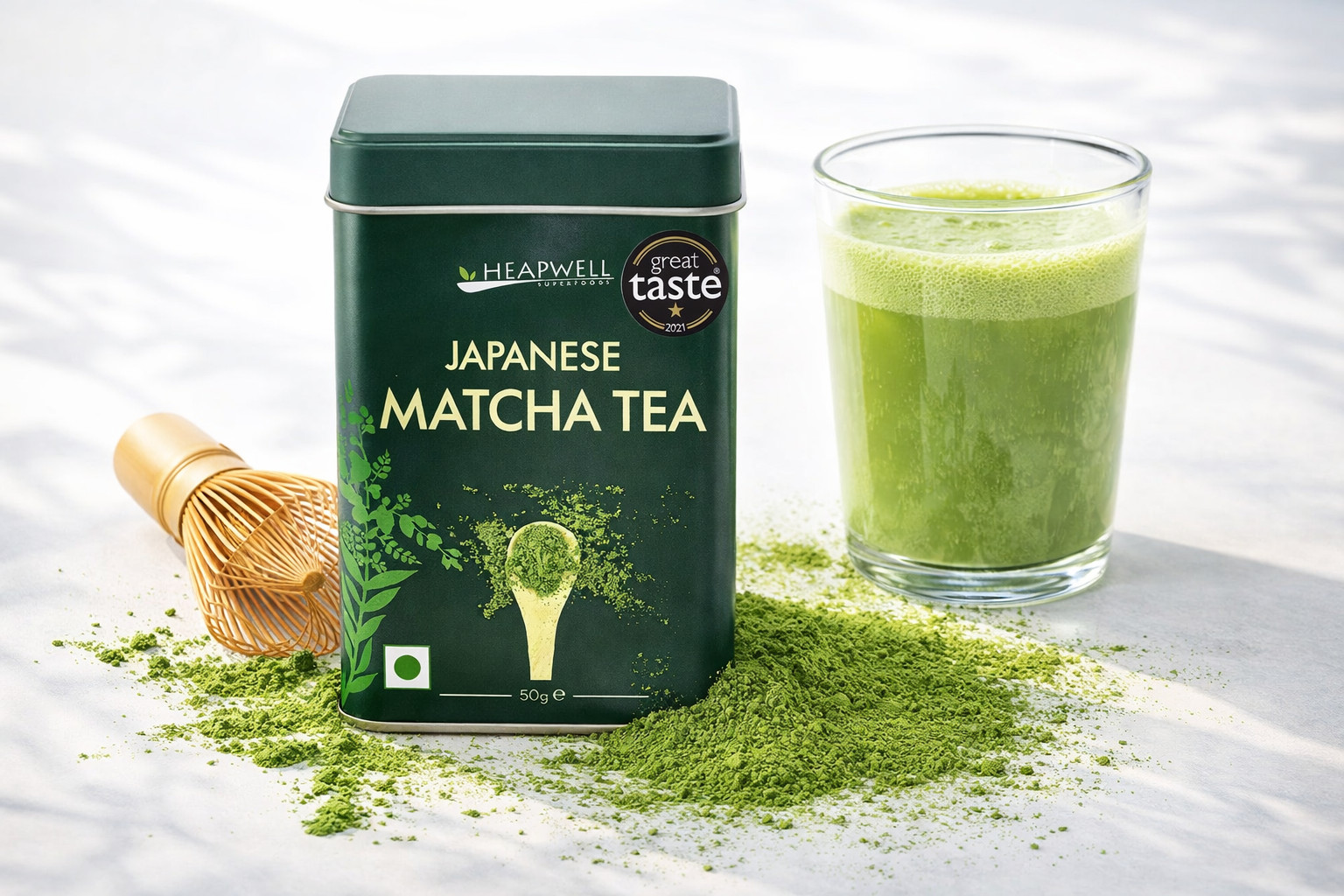 Heapwell Premium Japanese Matcha Green Tea Powder (50g) Culinary Grade – 30 sev