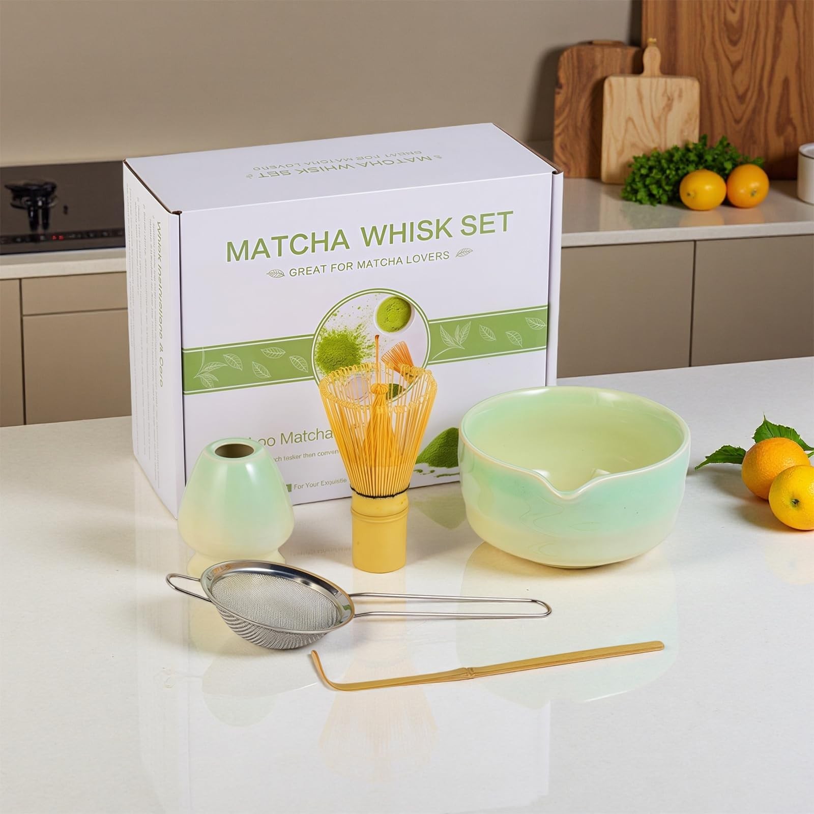 Matcha Whisk Set, 5pcs Japanese Ceremony Matcha Tea Kit Includes Ceramic Matc…
