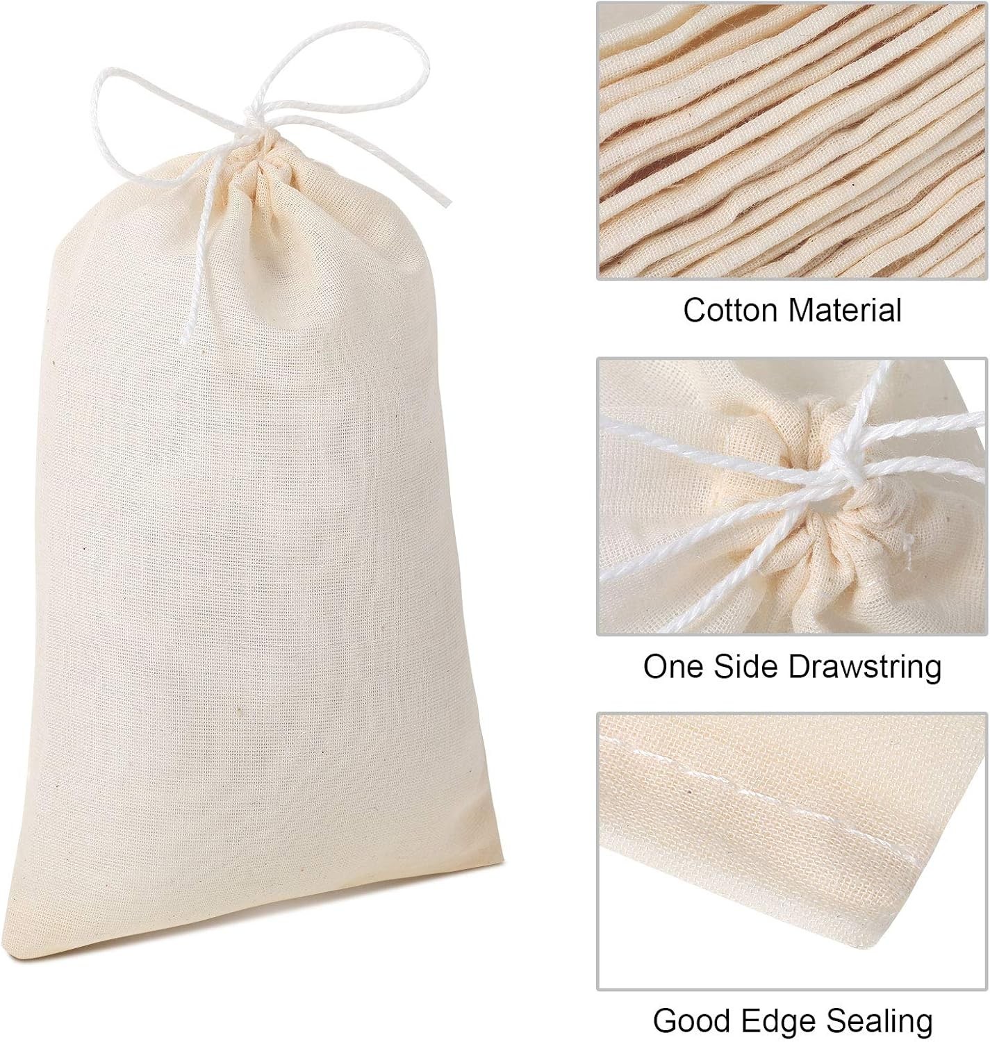 50 Pcs Cheese Cloth Tea Bags 4 x 6 Inch for Straining Reusable Tea Filter Loose