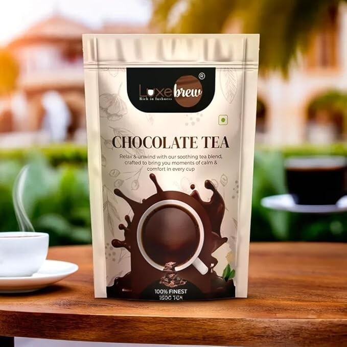 Luxebrew Chocolate Tea Rich & Aromatic Chocolate Flavored Tea Leaves 250gm