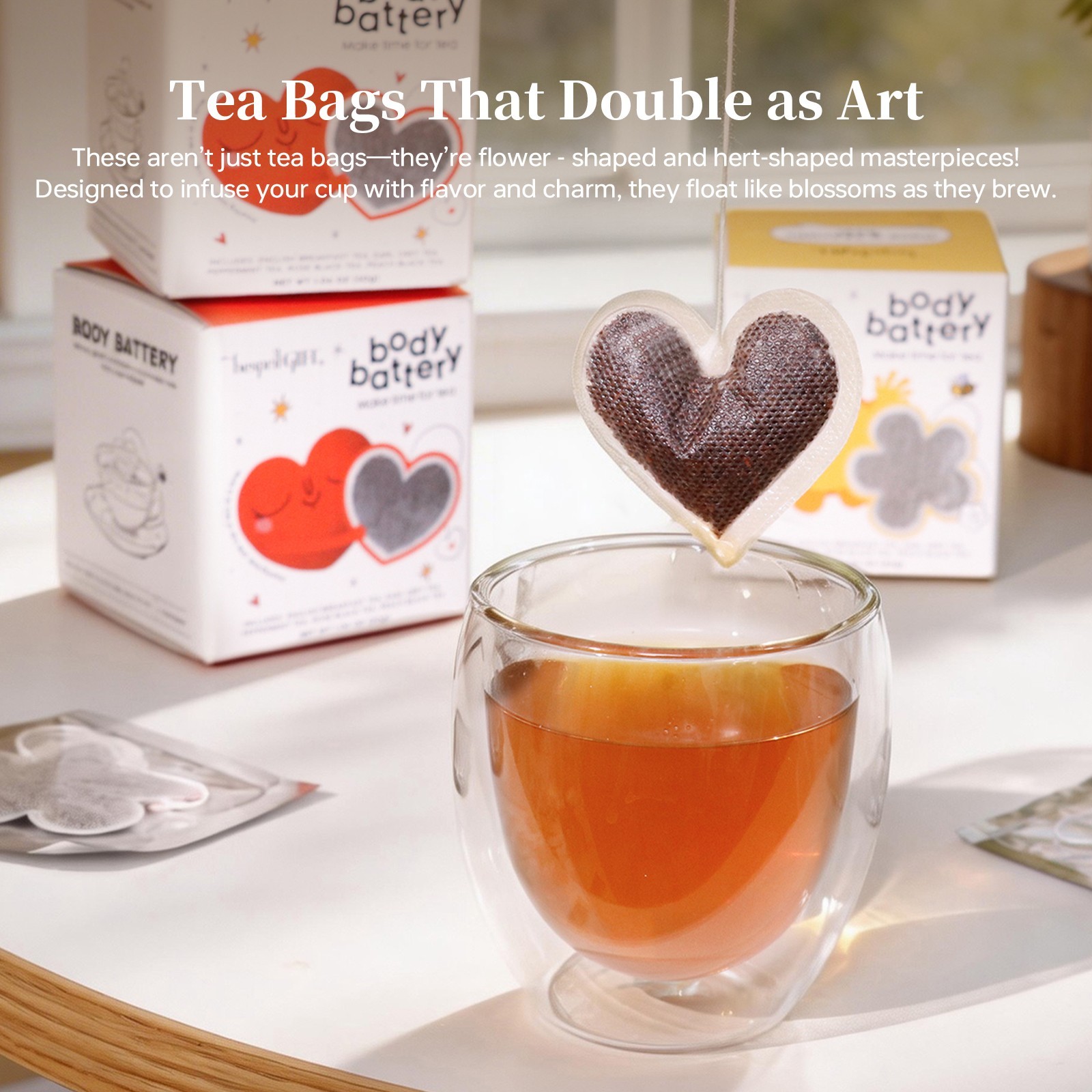 20 Count Heart Tea Bags, 5 Mixed Flavors – Daily Sip Gift for Family & Friend