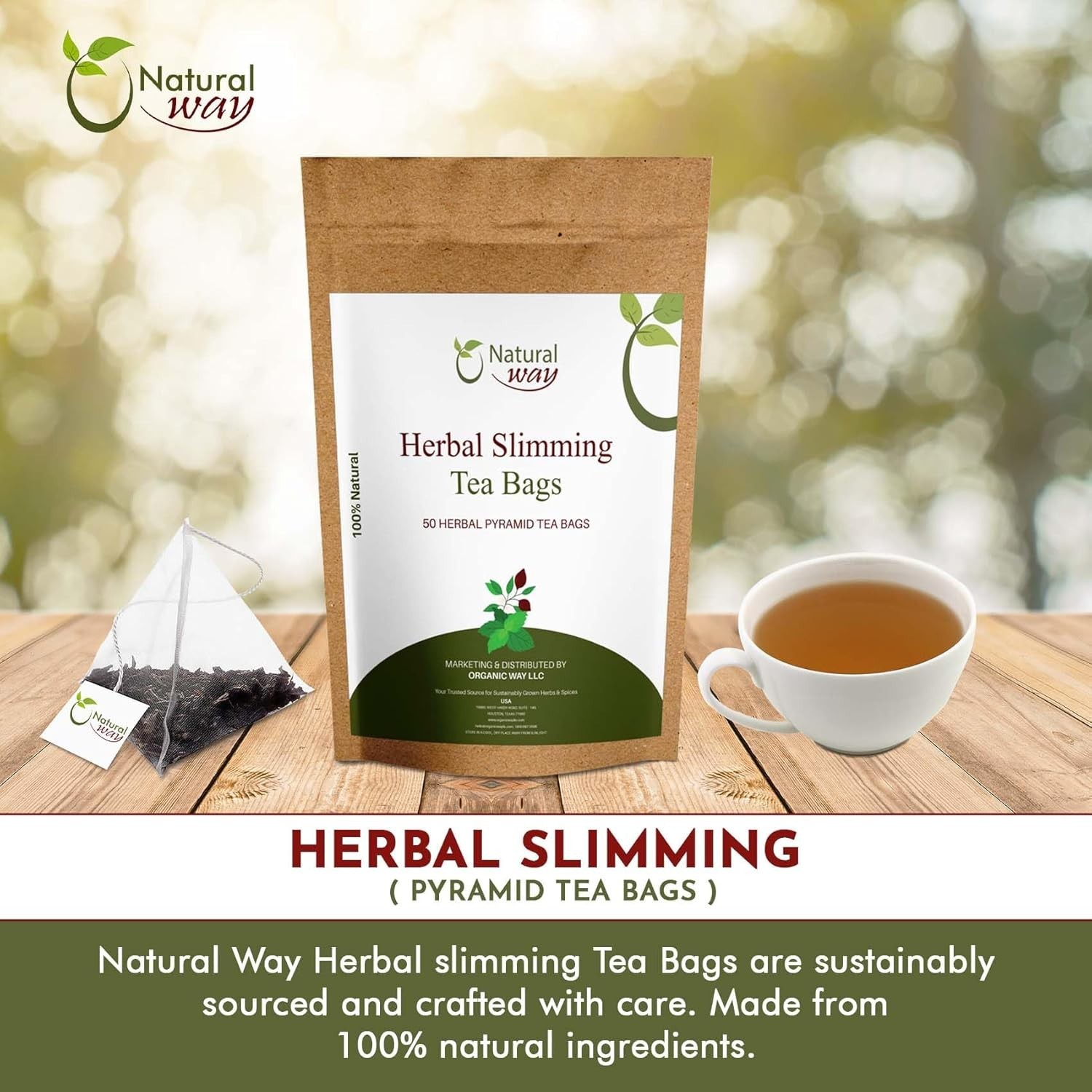 Pyramid Herbal Slimming Tea Bags | ECO Conscious Packaging | 4.5 Oz (Pack of 50)