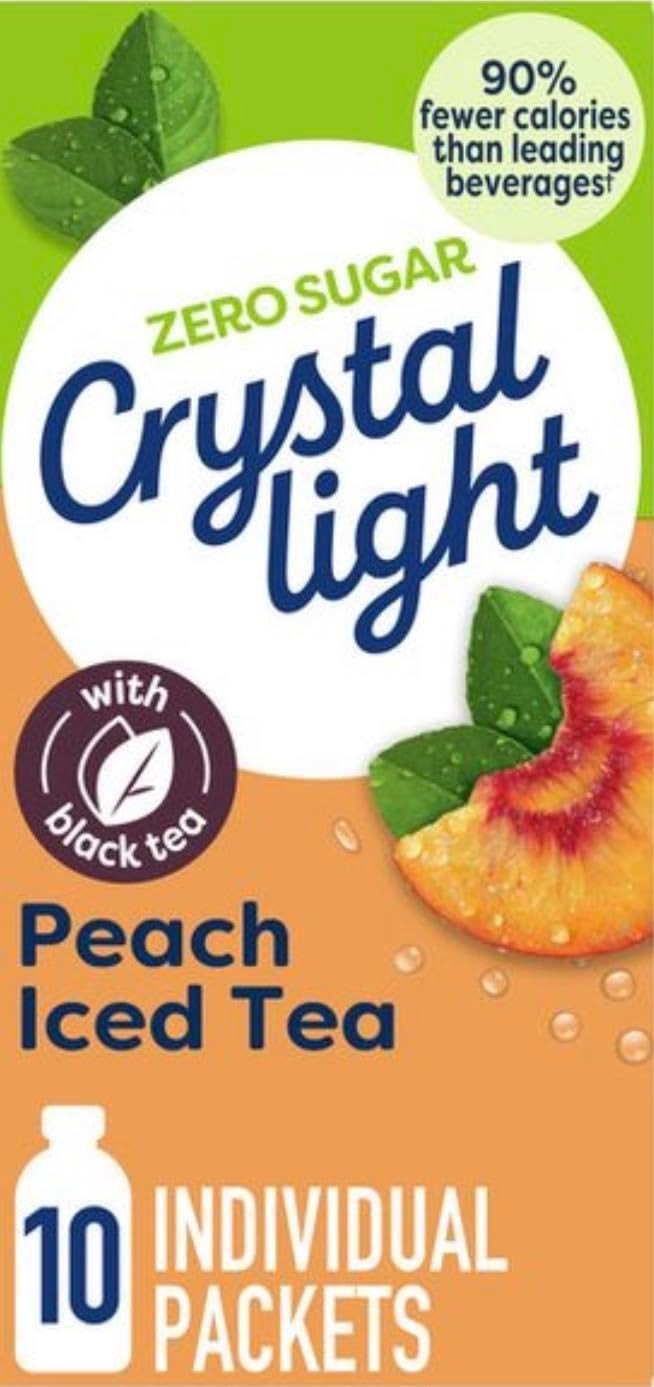 Zero Sugar Peach Iced Tea Drink Mix Packets, Low Calorie Powdered Beverage, 20 C