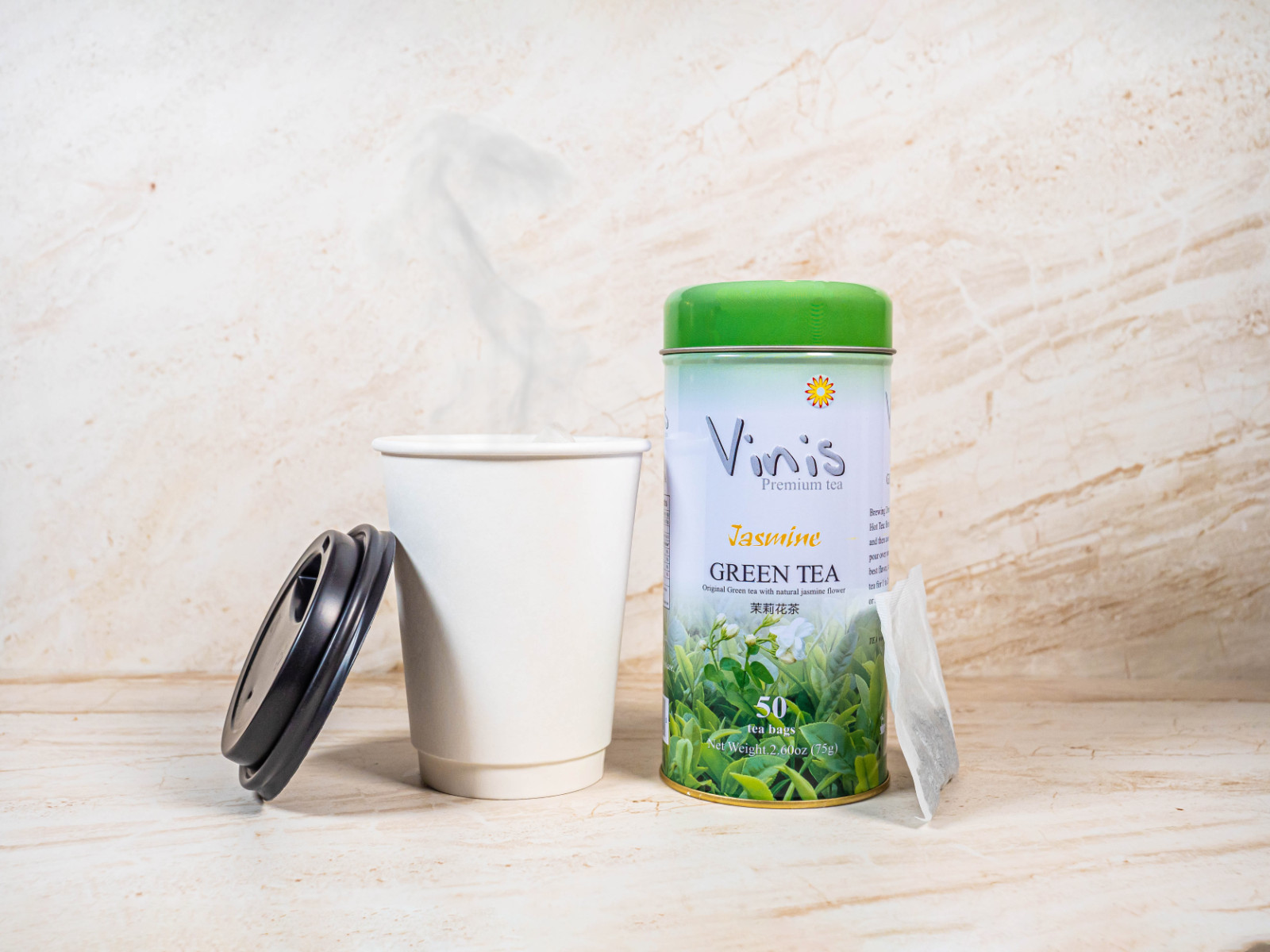 Vinis Premium Jasmine Green Tea Box of 6 Tins, 50 tea bags per Tins