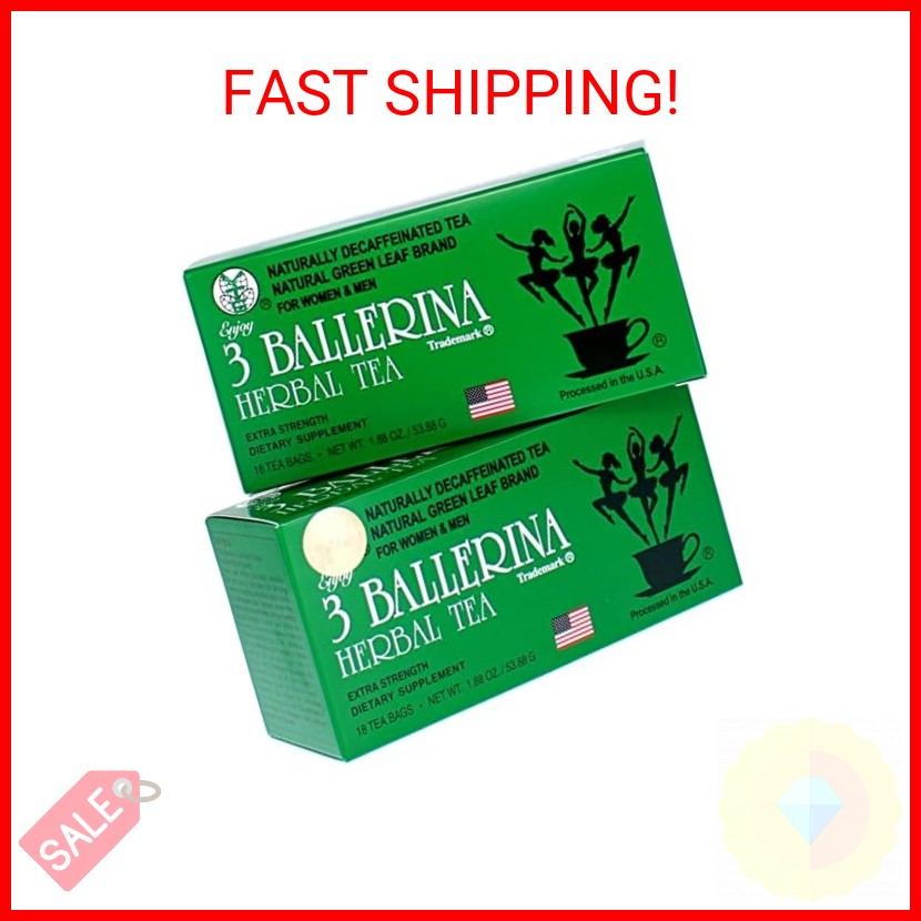 3 Ballerina Tea Extra Strength 18 Tea Bags, drink, 36 Count, (Pack of 2)
