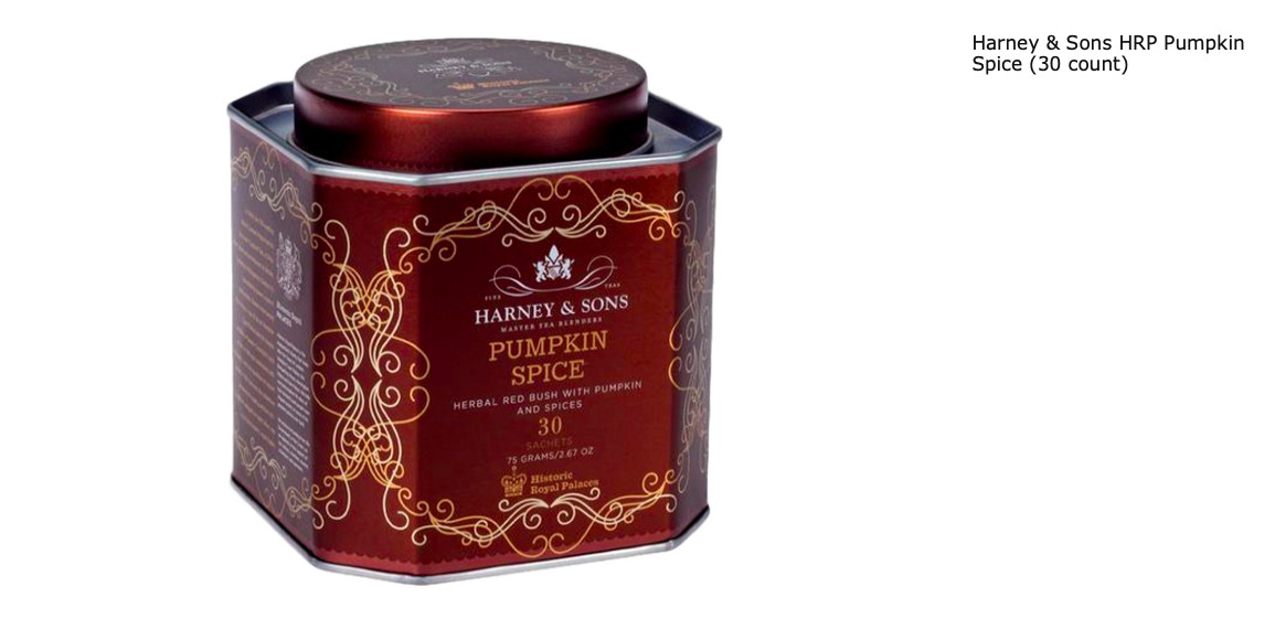 HRP Harney & Sons 30 ct Gift Tin PUMPKIN SPICE Herbal Rooibos Tea Sachets