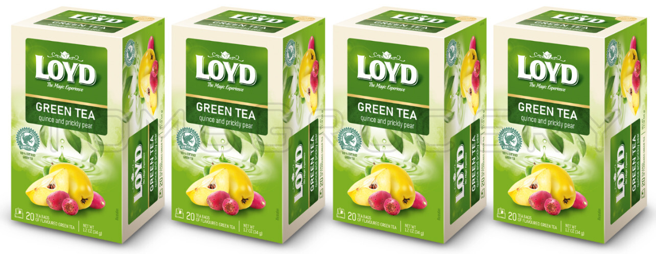 4 LOYD Quince & Prickly Pear Flavor Green Tea 20 Teabag Boxes 34g 1.2oz