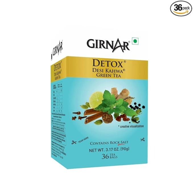 Girnar Food & Beverages Pvt. Ltd. Detox Green Tea – Desi Kahwa (36 Tea Bags) 90