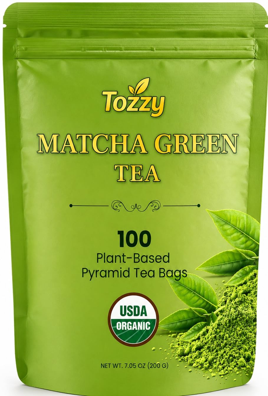 Organic Matcha Green Tea – 100 Count, Plant-Based Pyramid Tea Bags – Packagin…