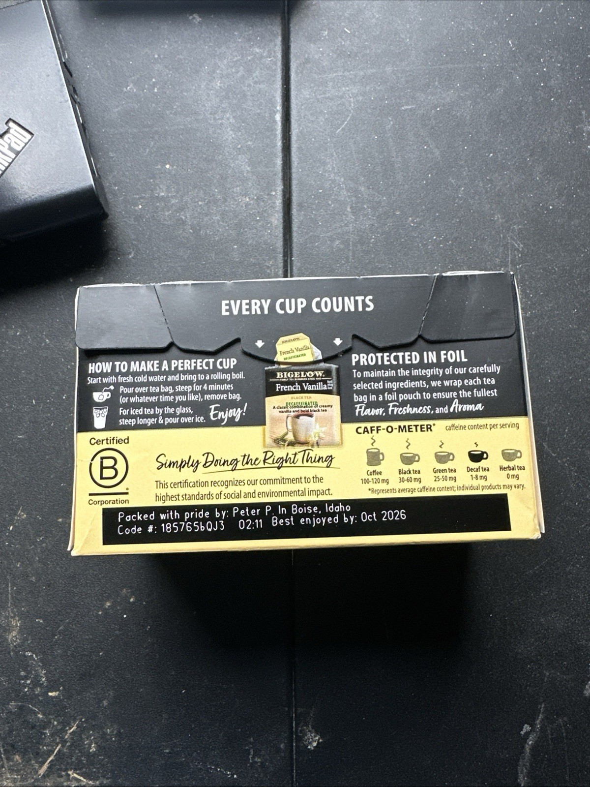 Decaffeinated French Vanilla Black Tea, Decaf Tea with French Vanilla, 20 Cou…