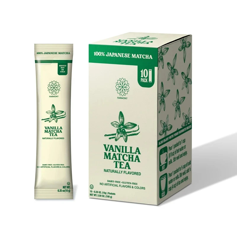20 Harmony Matcha Vanilla Japanese Matcha, Sweetened w/ Organic Sugar On-the Go