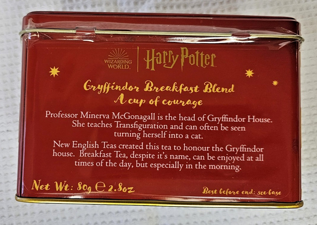 Harry Potter Tins of 40 Breakfast Blend Teabags Each-Full SET NEW Sealed