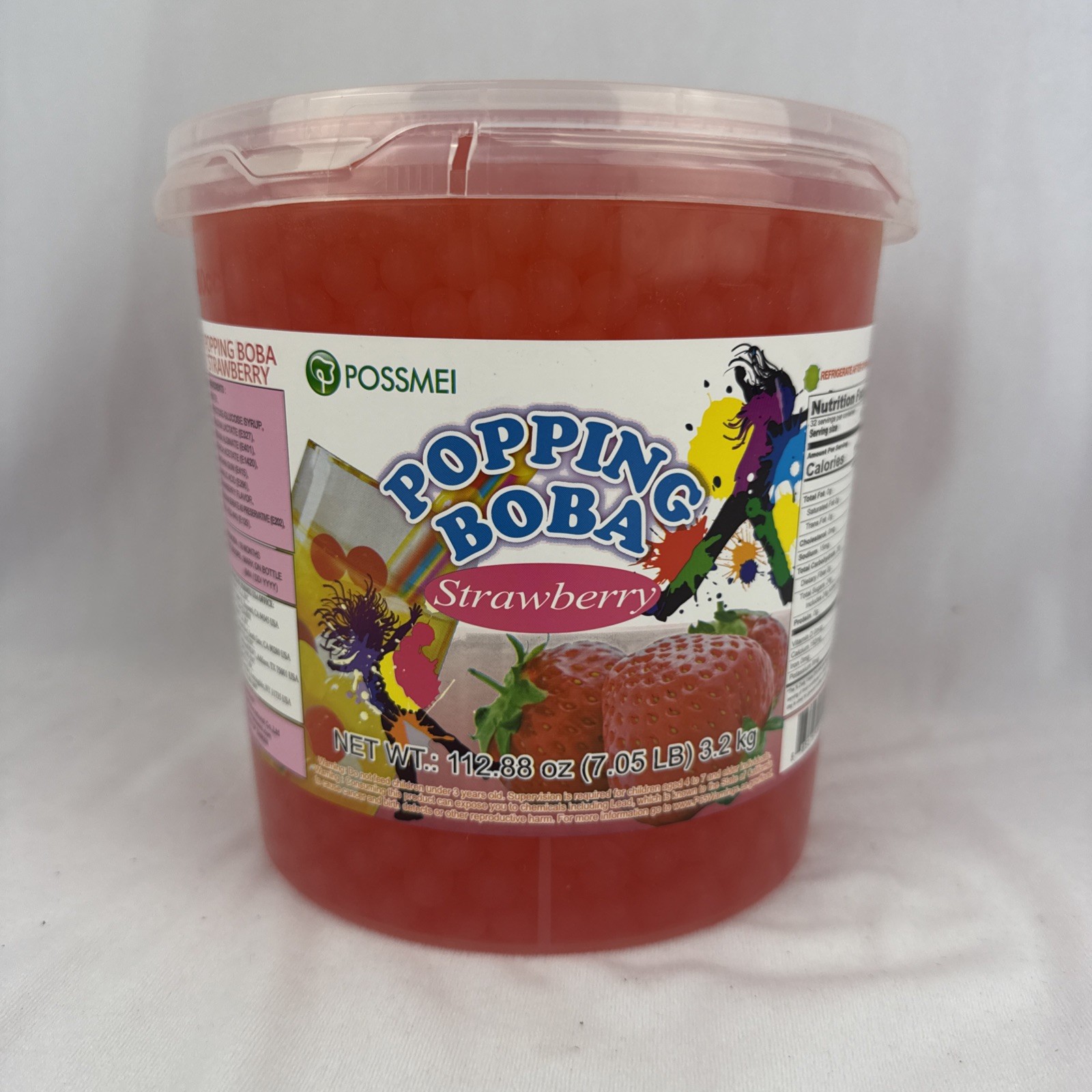 Possmei Strawberry Popping Pearls For Boba Tea 7.05 Lbs Tub