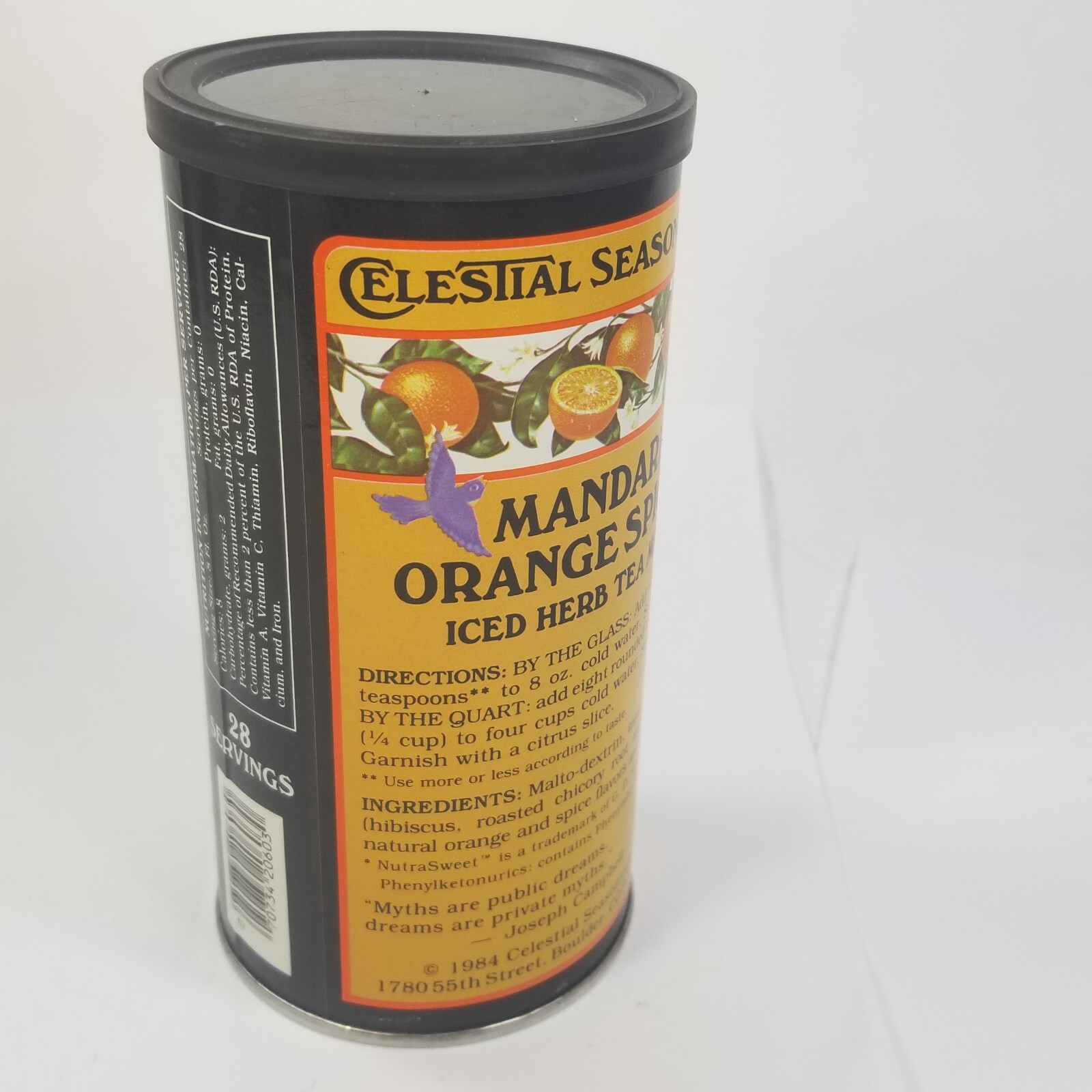 Vintage Celestial Seasonings Mandarin Orange Spice Iced Herb Tea Mix 1984 1980s